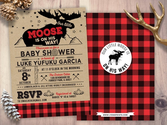 Lumberjack Baby Shower Invitation // Buffalo Plaid Woodland