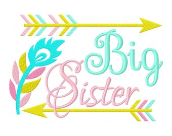Big sister feather embroidery Design dst, exp, hus, jef, pes, sew, vip, vp3, Formats Digital INSTANT DOWNLOAD