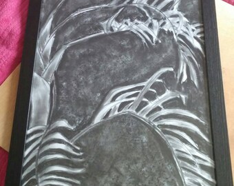 Original, hand-drawn in charcoal- Charcoal Palms