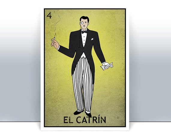 El Catrin Loteria Card Mexican Bingo Art Print Poster