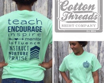 Monogrammed Teacher T-shirt, Teacher T-Shirt, Teacher Appreciation Gift, Teacher Shirt, Monogrammed Teacher Shirt, Monogrammed Chevron Apple