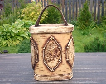 kitchen decor, flour canister, big storage canister, kitchen canisters, housewarming gift, birch bark, country style, rustic decorating,