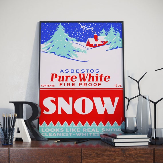 Asbestos Pure White Fireproof Snow Poster Retro by MongoLife