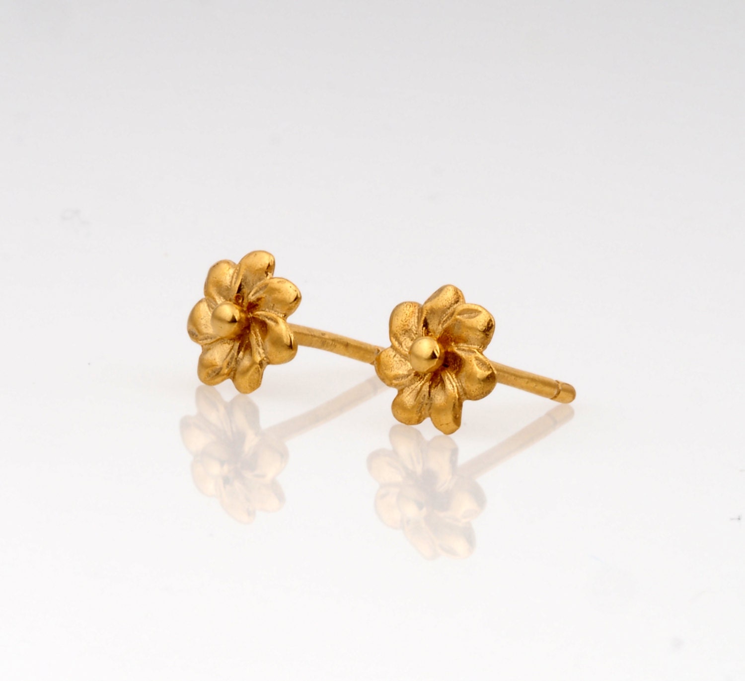 14k Solid Gold Studs Gold Flower Studs14k Gold Flower