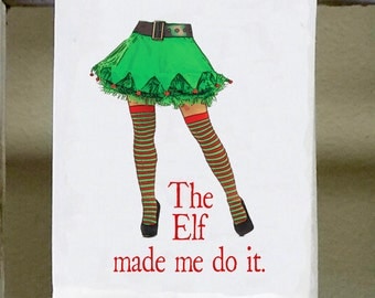 Christmas towel "The Elf made me do it", Kitchen Towel, Dish Towel, Christmas kitchen towel, Christmas decor