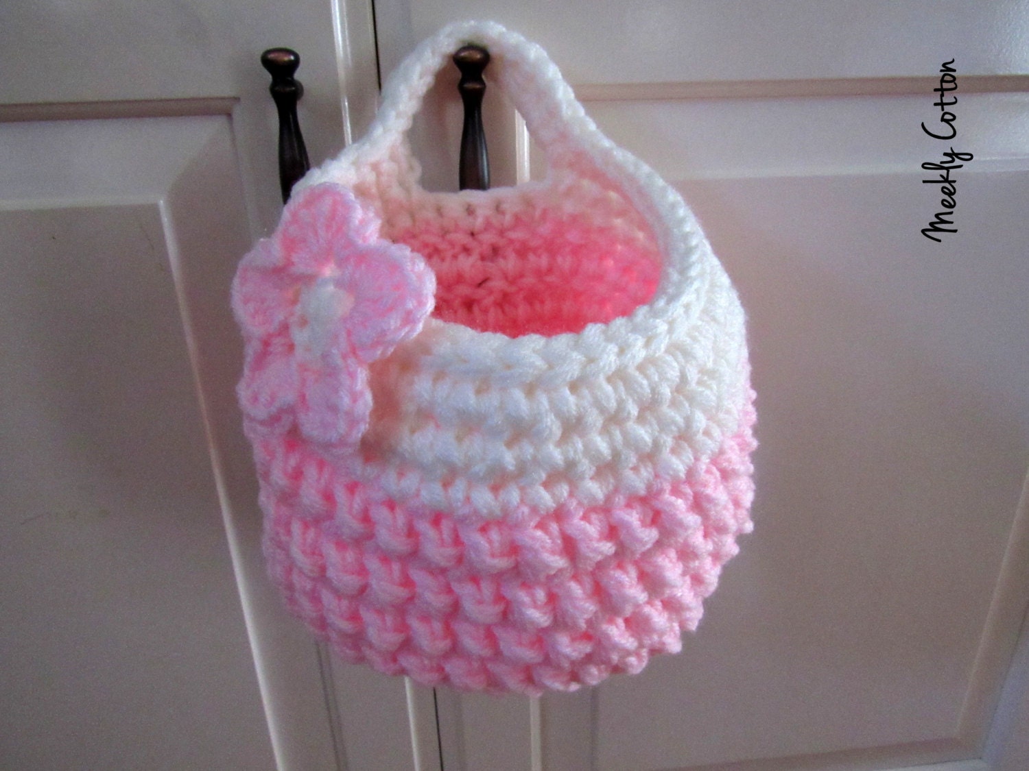 Baby Basket/Hanging Baby Basket/Pink Baby by MeeklyCotton on Etsy