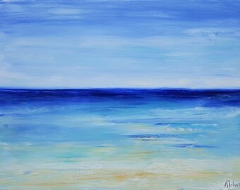 Ocean art Abstract beach painting Beach painting Beach art Ocean abstract painting Seascape painting Oil painting by Alina Jelvez 18x24"