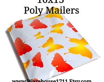 25 Orange/Yellow Butterfly Poly Mailers/Designer Poly Mailers/Size:10x13/Packing Supplies/Mailing Supplies/Peel & Seal