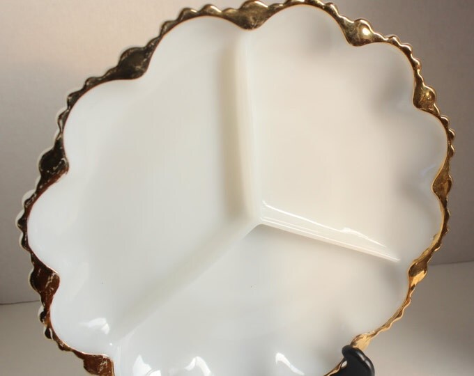 Milk Glass Divided Serving Plate