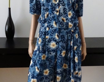 combishort 80's vintage bleu/fleuri taille 42 / uk 14 / us 10