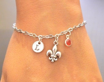 Fleur de lis bracelet, Fleur de Lis Jewelry, French Jewelry, Silver Bangle Bracelet, Fleur de Lis gift,Louisiana Bracelet, Louisiana Jewelry