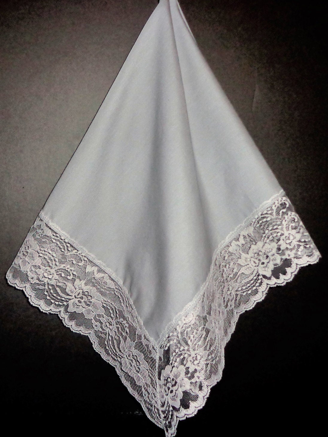 Beautiful Gray Church Lap Scarf with Gray Lace