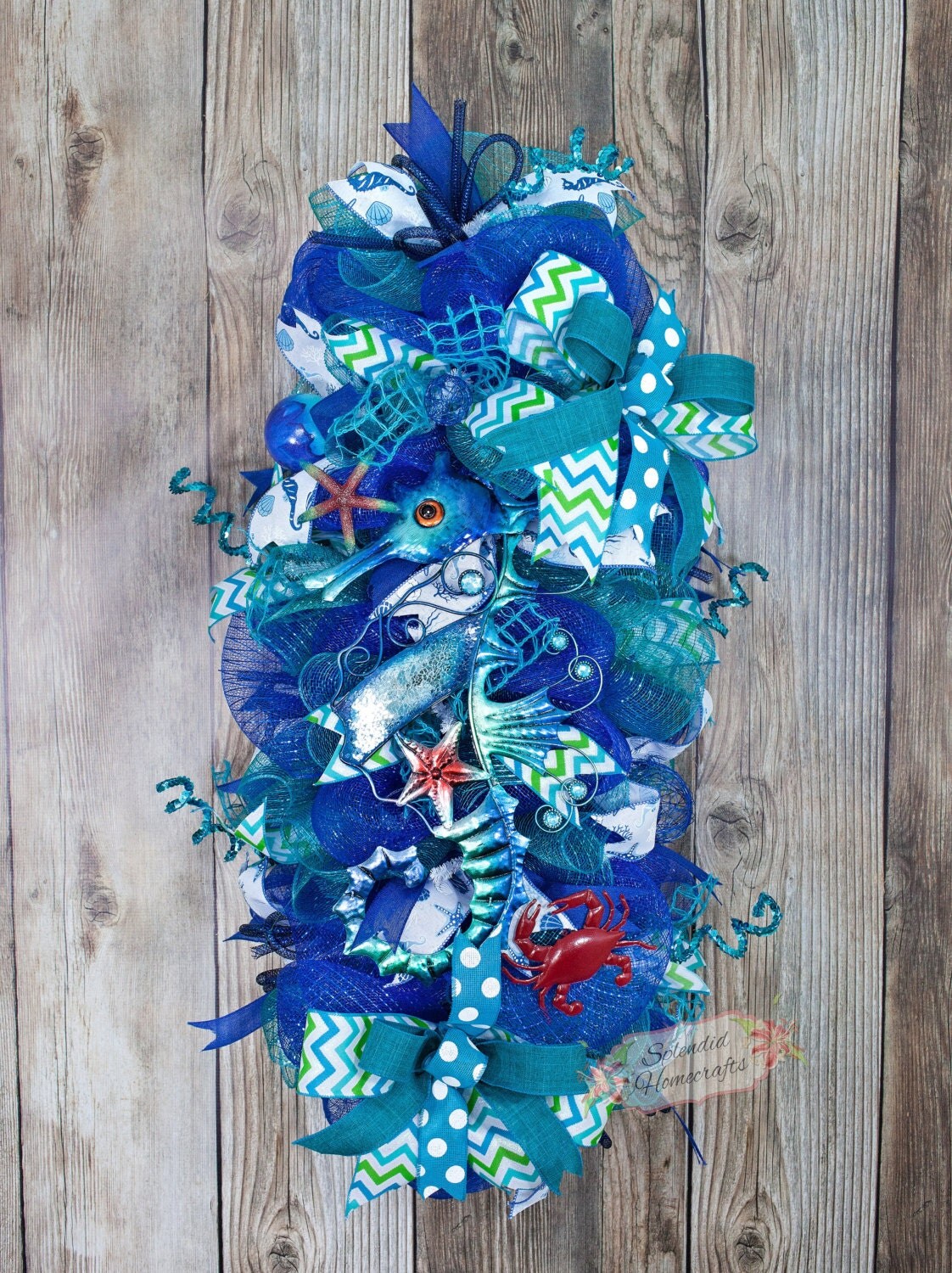 Nautical Wreath Beach Wreath Door Swag Seahorse Wreath