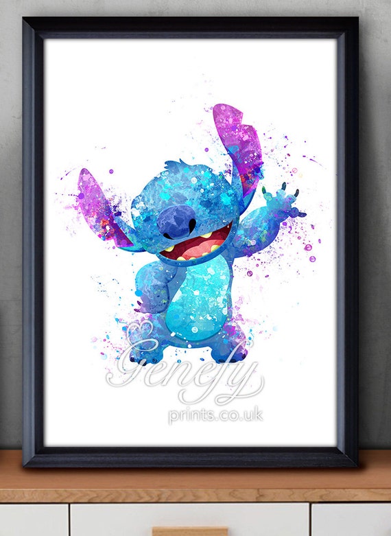 Disney Lilo and Stitch Watercolor Poster Print Watercolor