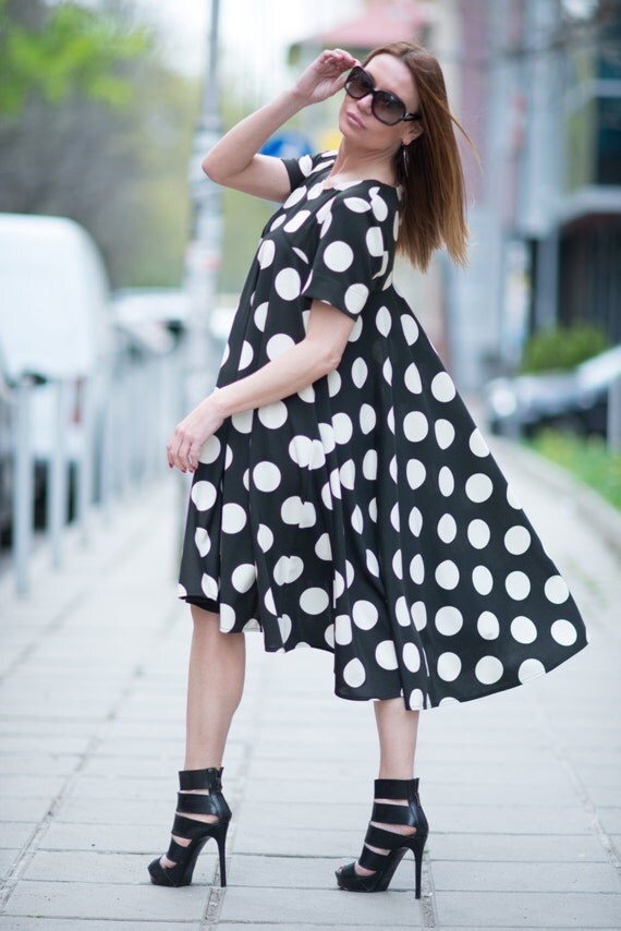 Maxi Dress / Plus size Polka Dots Dress / Party Maxi by EUGfashion