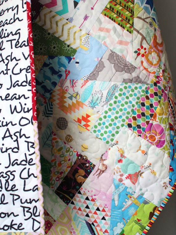 I Spy Quilt Colorful Baby Quilt Unique Baby Quilt by GoBeWonderful