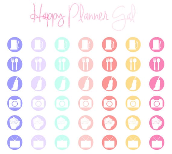 Planner Icon Sticker Sheet 42 Icons PRESALE by HappyPlannerGal