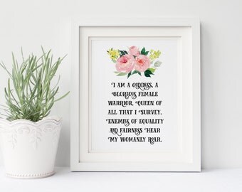 Parks & Rec Pawnee Poster Goddess Pledge- Female Empowerment, Feminist Female Warrior, Girl Power, Hear My Womanly Roar, Leslie Knope