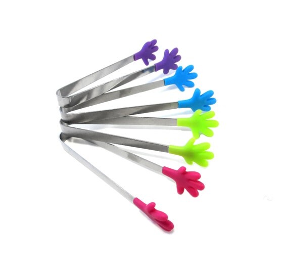 Mini Tongs / Tiny Silicone Stainless Steel Hand Tongs / Kids