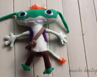 Handmade Fleece Bob Goblin Inspired Doll from Wallykazam - 12" Tall FREE US SHIPPING
