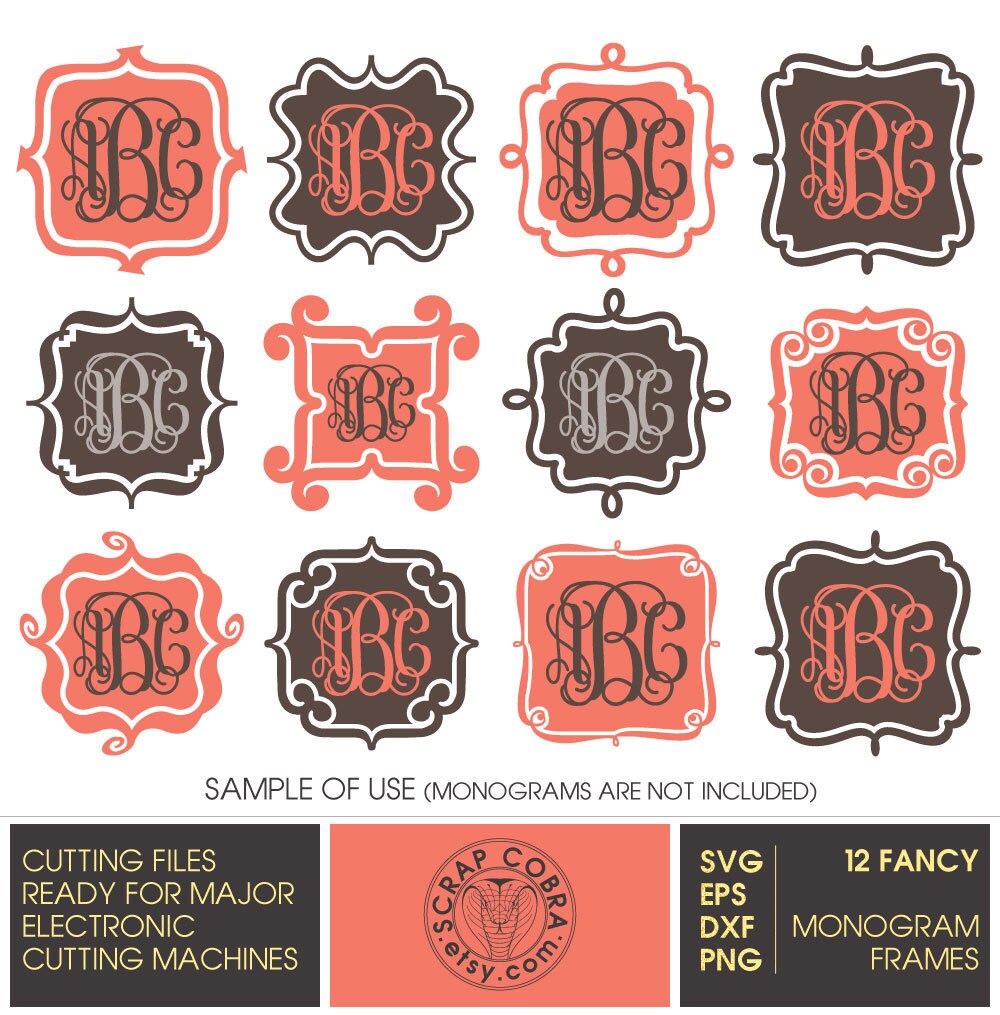 Download Fancy Monogram Frames SVG eps DXF PNG Digital Cut by ...