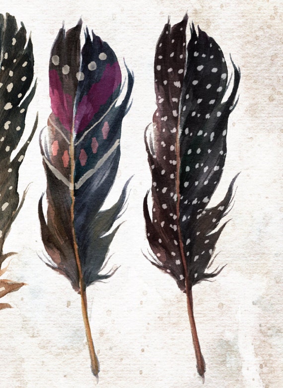 Printable wall art decor Feather printable by TwoBrushesDesigns
