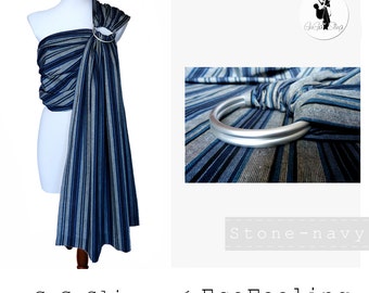 Baby ring sling, Baby carrier, Baby wrap, Sling, Ring sling, GuGaSling Stone-navy, Cotton, Old shcool, Gift bag