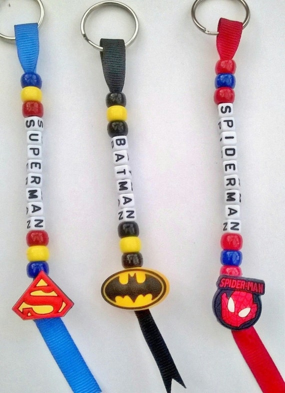 Marvel Superhero charm Personalised ribbon keyrings/keychains