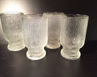 MCM Ice Glass Tumblers, Set of Four Vintage Bar Glasses