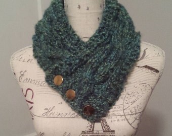 Turquoise Multi-Coloured Cabled Neck Warmer