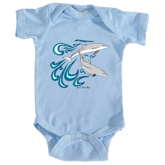 Baby Ocean Onesies Dolphins 5oz Lap Shoulder Onesie