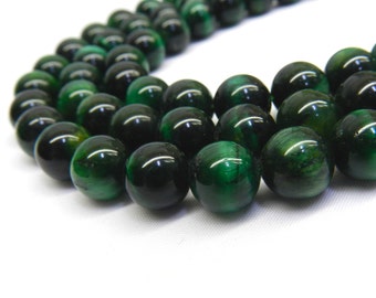 Green Tiger Eye, 10mm Beads, 12mm Beads, 14mm Beads, Tiger Eye, Tiger Eye Beads, Green Beads, 8mm Beads, Healing Stones, Natural Gemstones