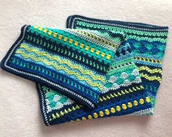 Crochet Blanket Pattern, Crochet Afghan Pattern, Crochet Pattern Tutorial, Baby Blues Blanket, Mixed Stitch Blanket, Instant Download