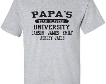 Personalized Grandpa Shirt Grandpa's University with kids Names Uncle, Dad Daddt etc.