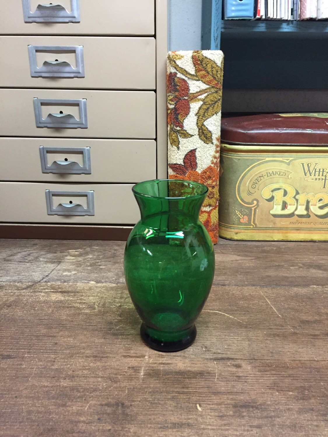 Vintage Vase Anchor Hocking Green Glass By Yourvintagepad On Etsy 9652