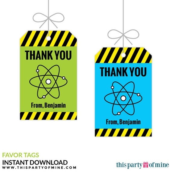 Science Party Favor Tags Printable Birthday Decorations