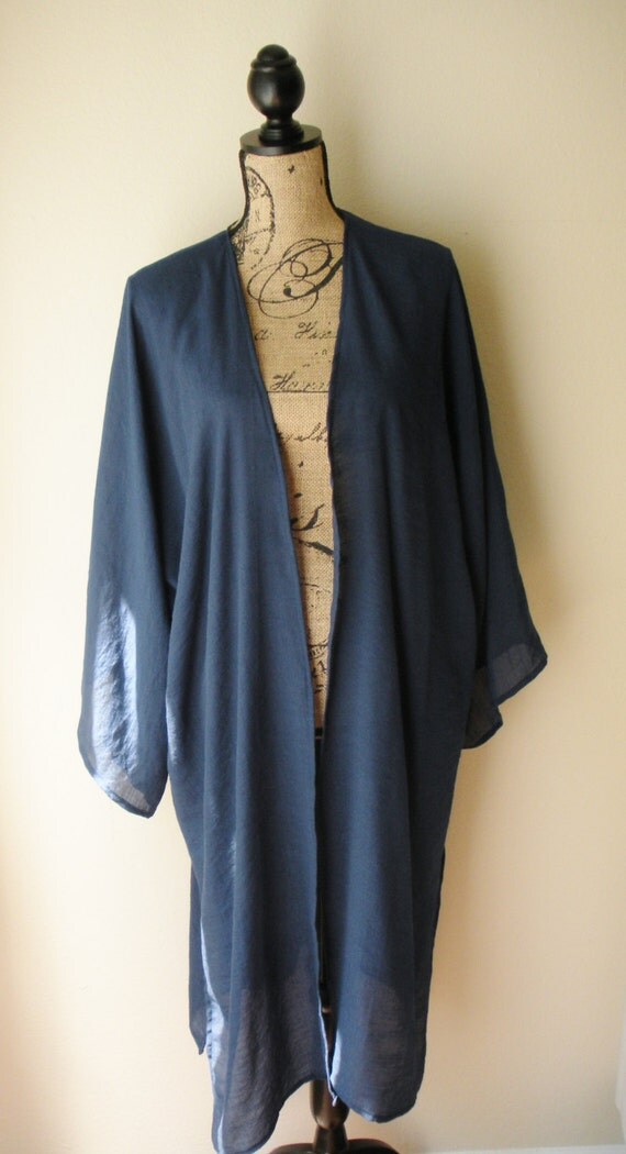 SemiSheer Gauze Navy Kimono Duster