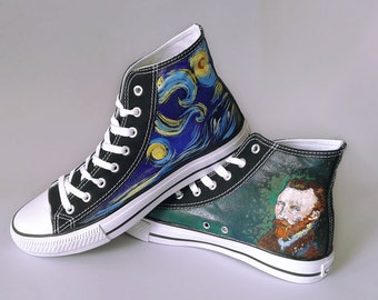 Hand painted shoes: Starry Night van Gogh sneakers, birthday gift, van Gogh shoes, hand painted shoes, chucks, Converse/Unbranded