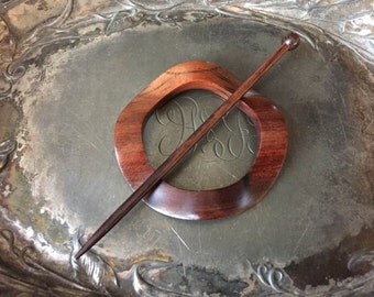 Classic Waves Shawl Pin (rosewood, knitwear, crochetwear, jewelry, unique, handmade, fair trade, closure, accessory)