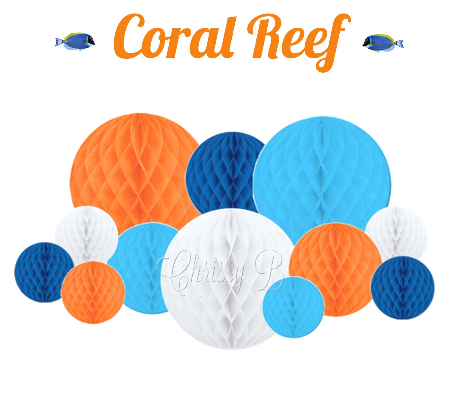 CORAL REEF Deluxe Party Decorations Accordion Lantern