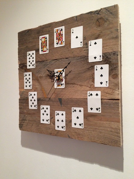 Playing card reclaimed pallet wood clock by LittleExtrasss 