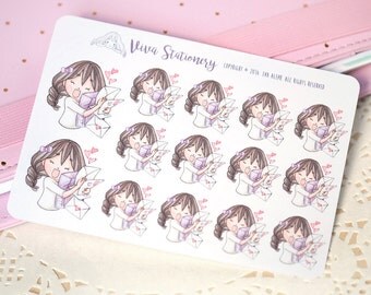 Kawaii Girl Happy Mail Stickers Version 1 ~Violet~ For your Life Planner, Diary, Journal, Scrapbook...