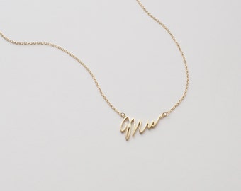 Mrs Necklace, Just Married Necklace , Delicate Minimalist Necklace in Sterling Silver, Gold, Rose Gold, Gift for Bride #D93