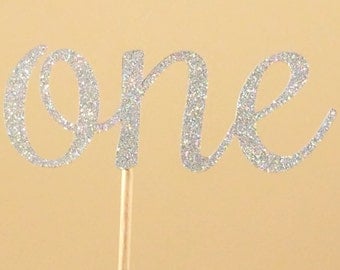 One Cake Topper, Cake Smash Topper, 1st Birthday Cake, First Birthday, Glitter One Topper, Silver Glitter, Number One, 1st Birthday Decor