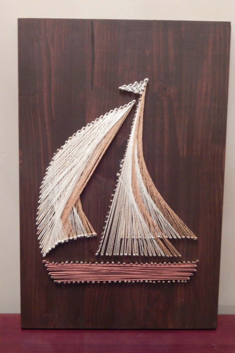 Sailboat String Art 12x17 3 4 By Strungbysteel On Etsy