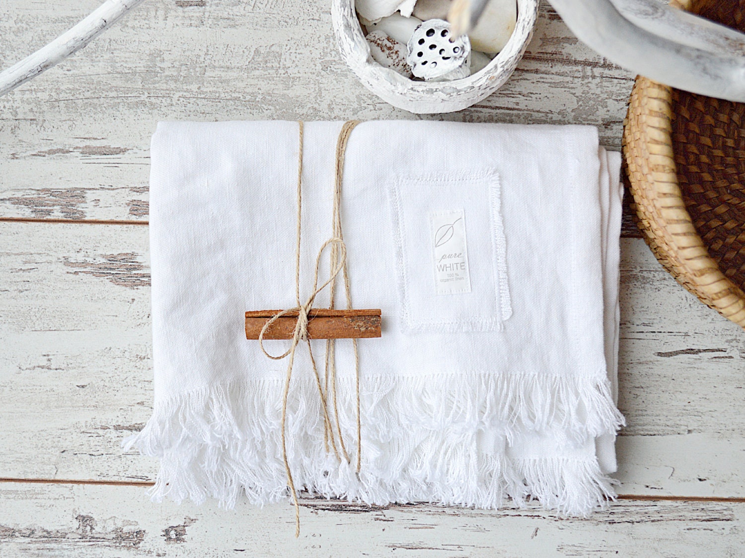 Linen bath towel Bath towel with fringe 37 x