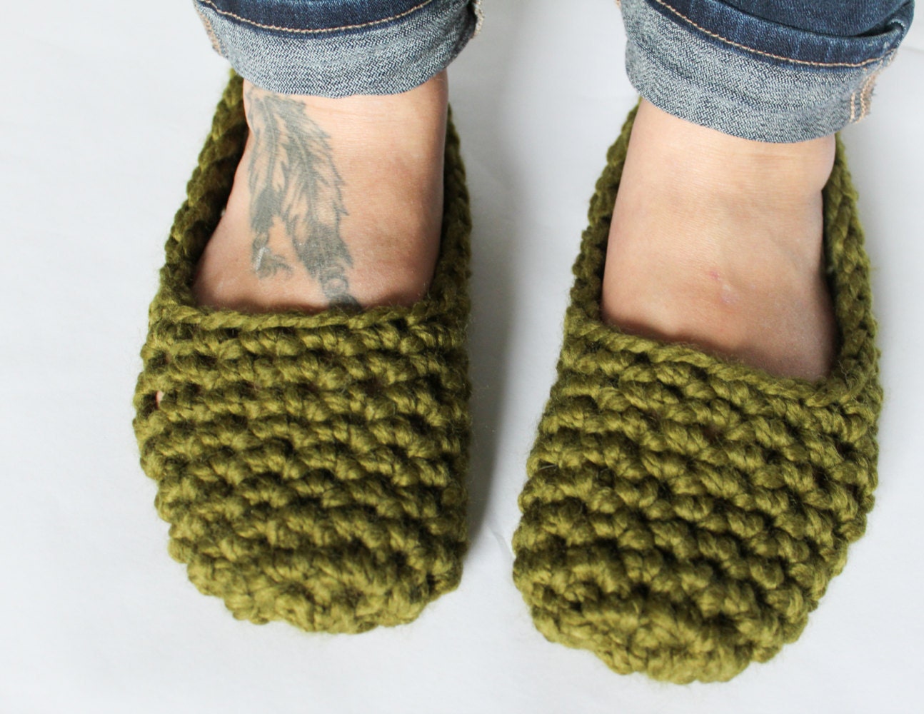 Chunky Knit Women's Slippers Crochet House by ACozyBitofKnits