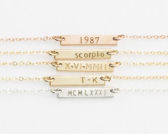 Extra Small Skinny Bar Necklace, Personalized 14k Gold Filled, Sterling Silver, or Rose Gold Filled Bar / GLDN Mini Bar Necklace, KAHLO