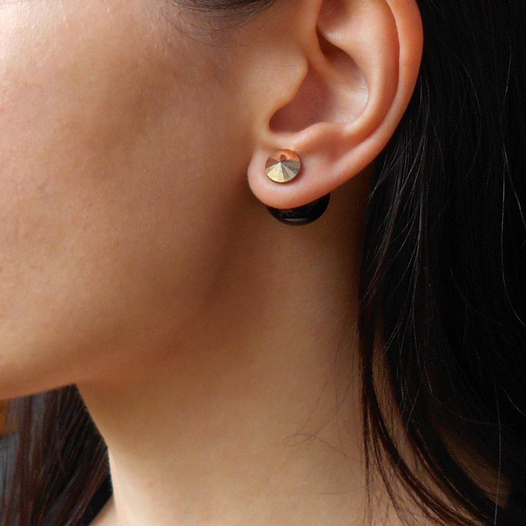 Double sided earring Rose Gold Double pearl by ColorsForFun