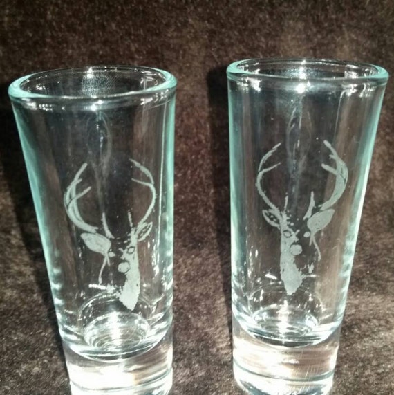Deer Etched Glass Shot Glass
